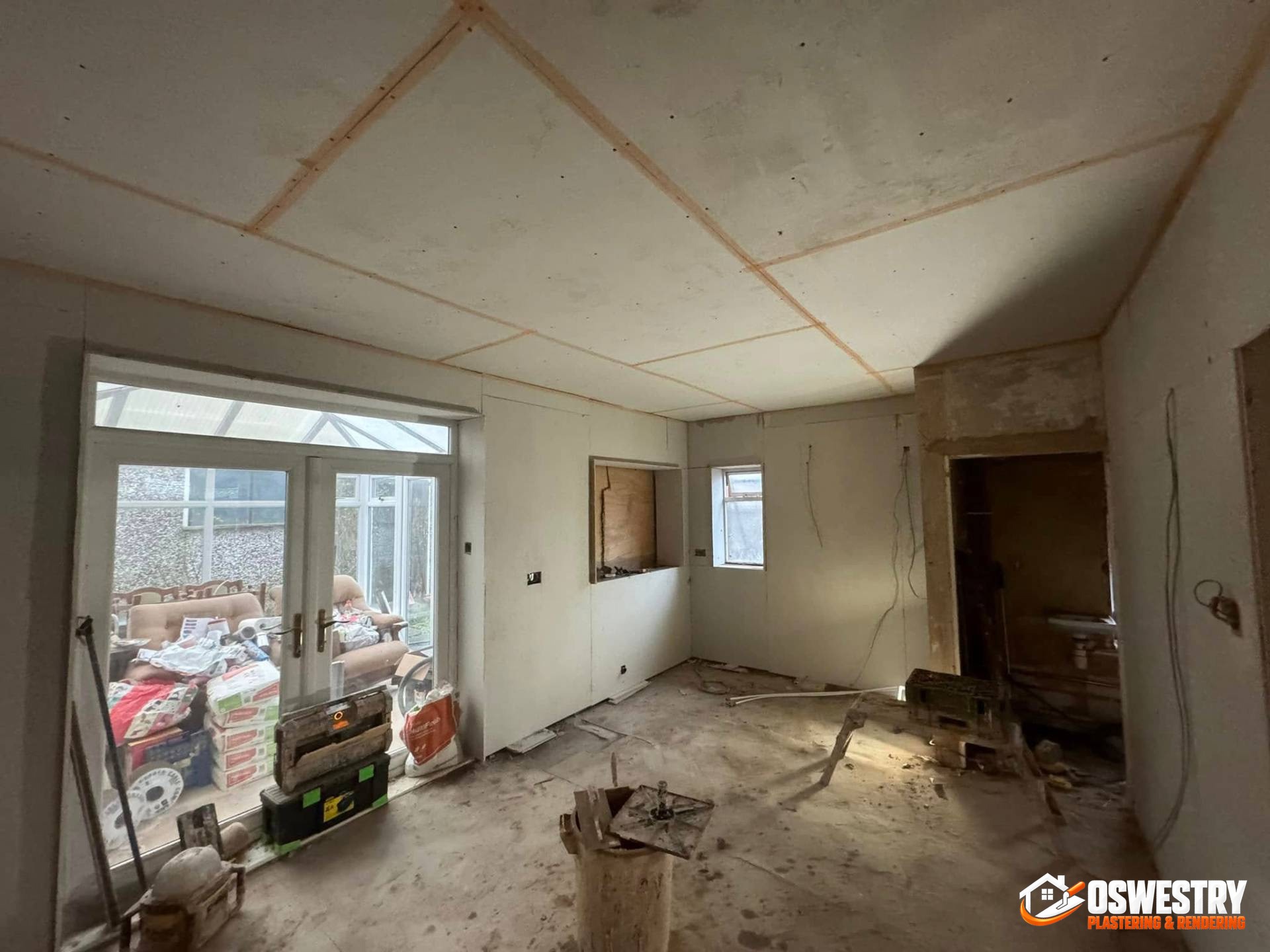 Completed plastering and rendering work in the Oswestry area